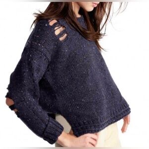 Wildfox After Party Distressed Wool Blend Sweater, size medium.